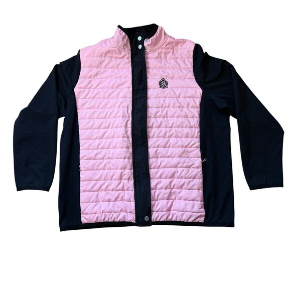 Ralph Lauren Womens Jacket Pink & Black Size 2XL Puffer front W/ Hidden Zipper - Picture 1 of 4